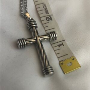 Source Unknown Twisted Silver Cross Necklace